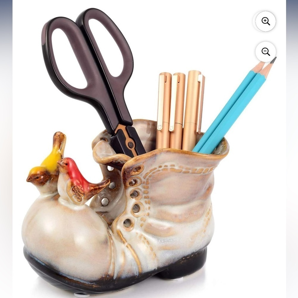 Kitschy Boot Planter | Pen Holder. Desk Organizer | Tan | EUC | Unique | Kitschy